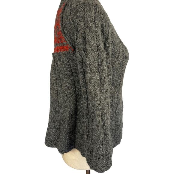 Free People Alpaca Wool Blend Button Front Cardigan Sweater Grey Medium - Picture 5 of 10